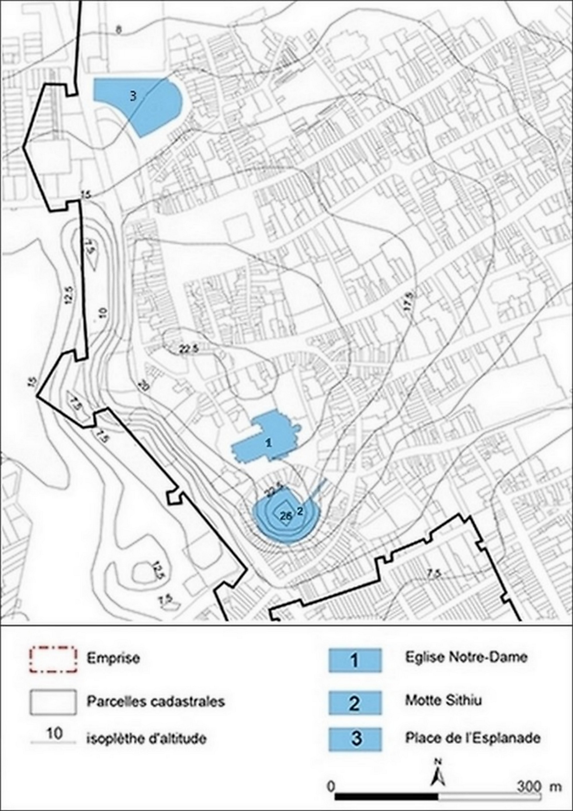 Topographie de l’emprise de la motte castrale